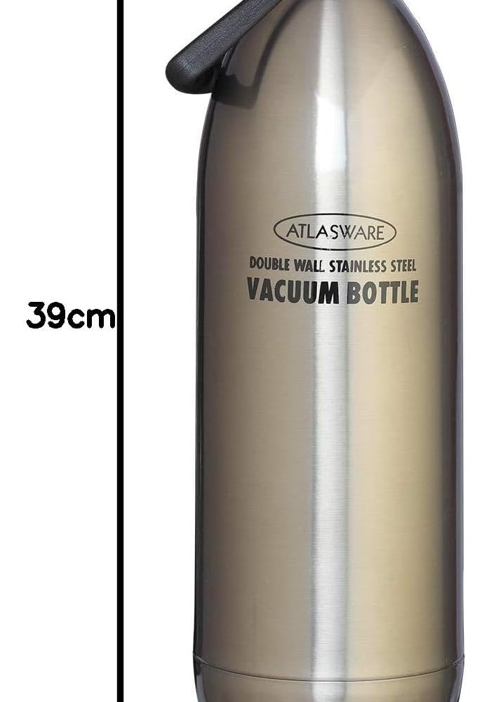 Atlasware Stainless Steel Vacuum Bottle - 2000ml, Grey - Image 2