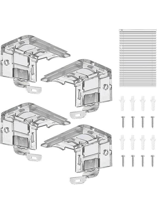 erorex 4Pcs Cordless Shade Bracket Mounting Bracket With Metal Clip Mini Mounting Bracket Clips For 1 Inch 25Mm Pleated Shades Cordless Blinds Headrail And Cordless Honeycomb Cellular As Shown - Image 1
