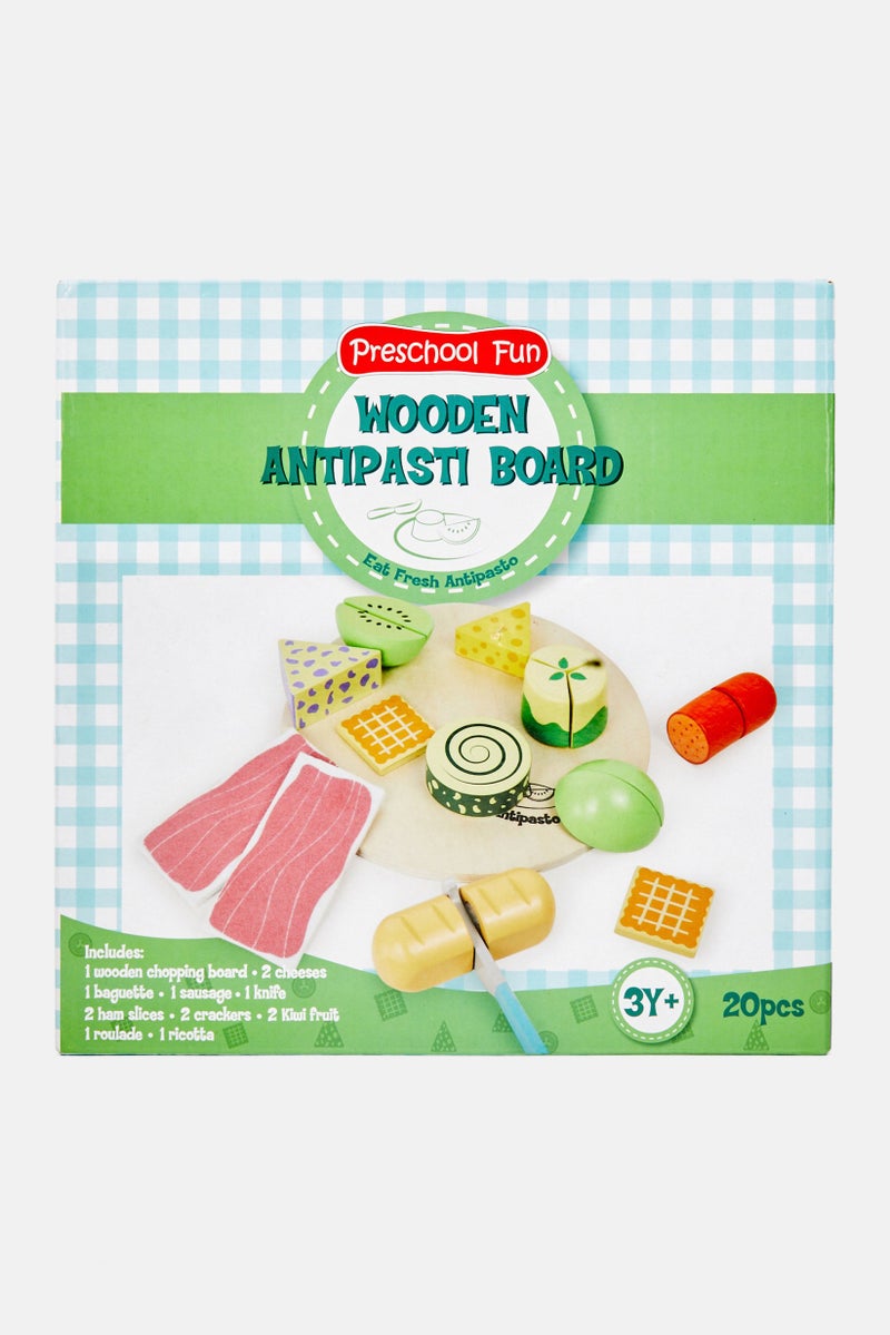 Preschool Fun 20 Pcs Wooden Antipasto Pretend Chef Board Toy, White Combo - Image 1
