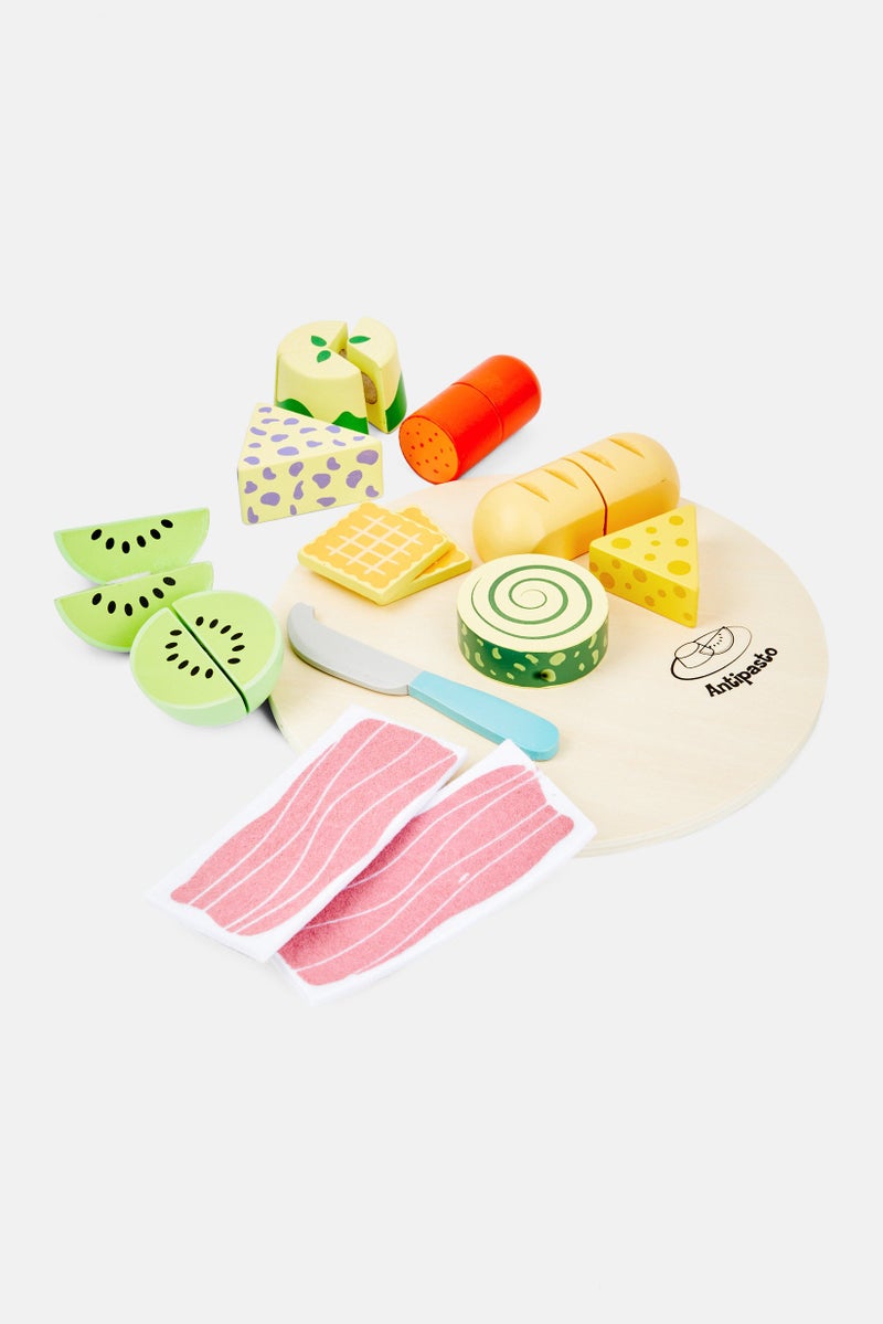 Preschool Fun 20 Pcs Wooden Antipasto Pretend Chef Board Toy, White Combo - Image 3