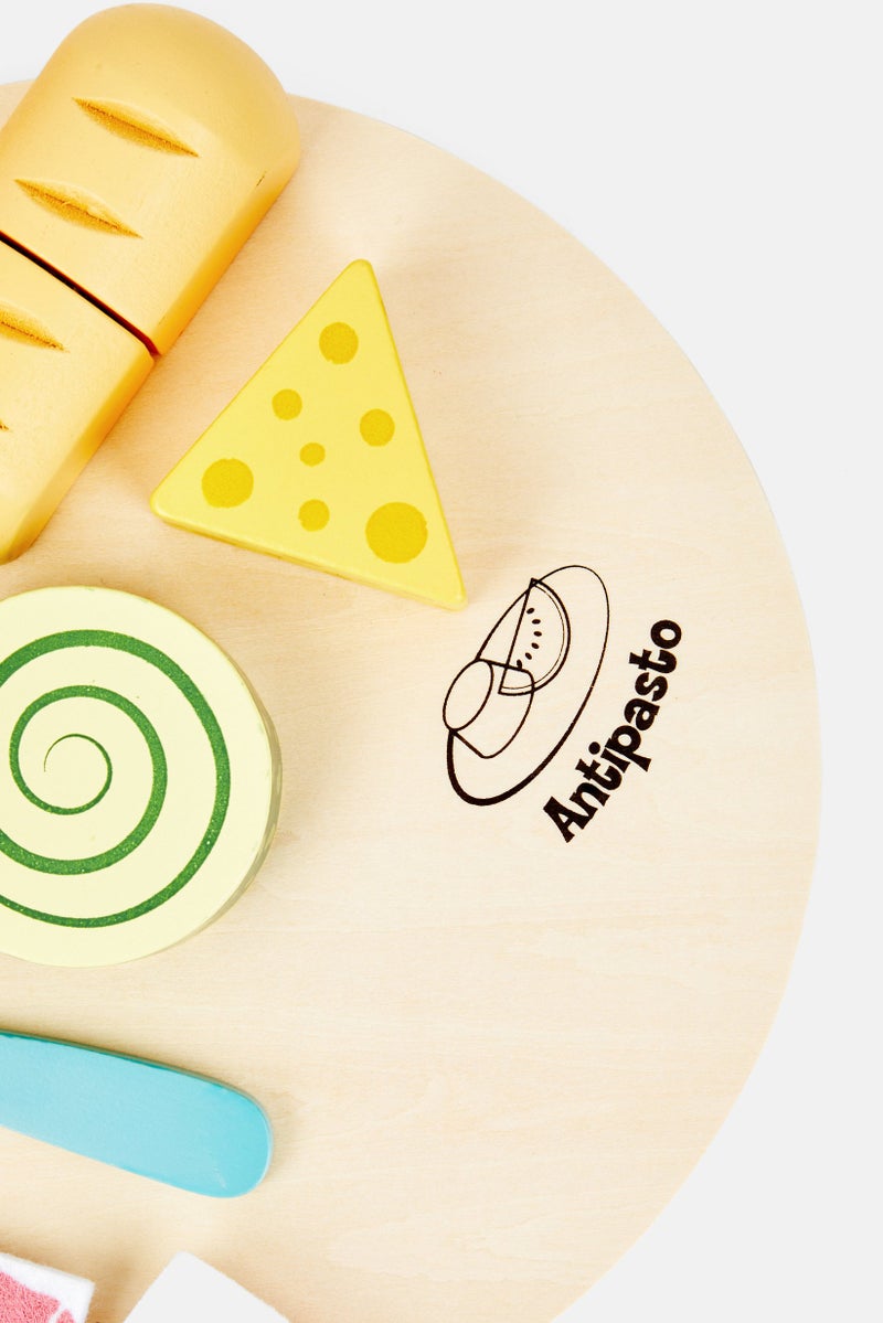 Preschool Fun 20 Pcs Wooden Antipasto Pretend Chef Board Toy, White Combo - Image 4