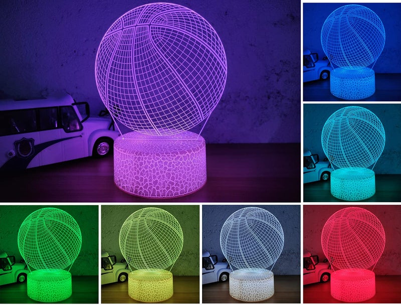 i-CHONY Basketball 3D Illusion Night Light Lamp,16 Colors Dimmable Basketball 3D Led Light,with Remote & Smart Touch,Basket Ball Gifts for Adults Teens Boys Girls Kids Birthday Christmas - Image 2