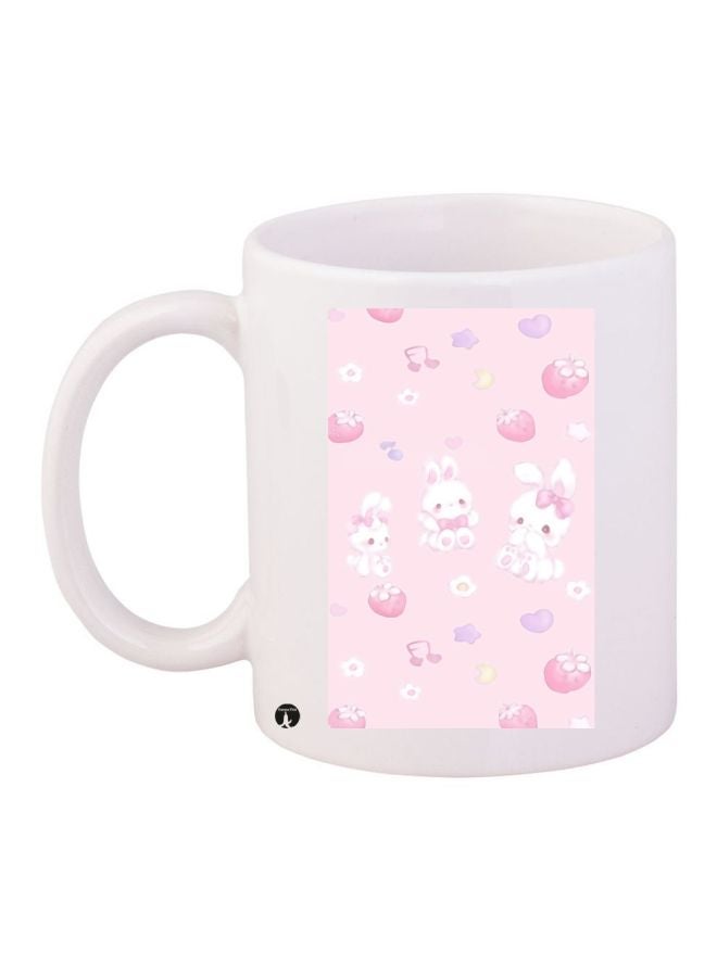 RYN Cartoon Printed Coffee Mug White/Pink/Purple 11ounce