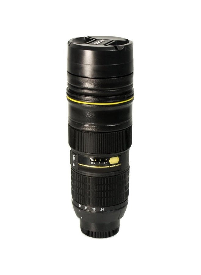 Foto&Tech Travel Coffee Mug Cup Thermos Lenscup Lens Cup, Stainless Steel Insulated Tumbler (Modeling 1:1 AF-S 24-70mm f/2.8G ED Camera Lens 14.5 Ounce, Black) - Image 1