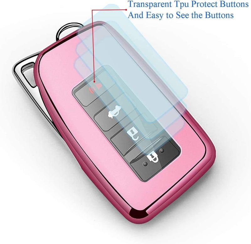 Autophone for Lexus Key Fob Cover with Logo Keychain Soft TPU 360 Degree Protection Key Shell Case Compatible with Lexus RX ES GS LS NX RS GX LX RC LC Smart Key-Pink - Image 4