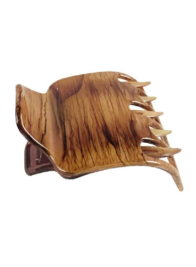 Parcelona French Paw Brown Streaks Wide Side Slide In Jaw Yoga Hair Claw Clip (Brown Streaks) - Image 1