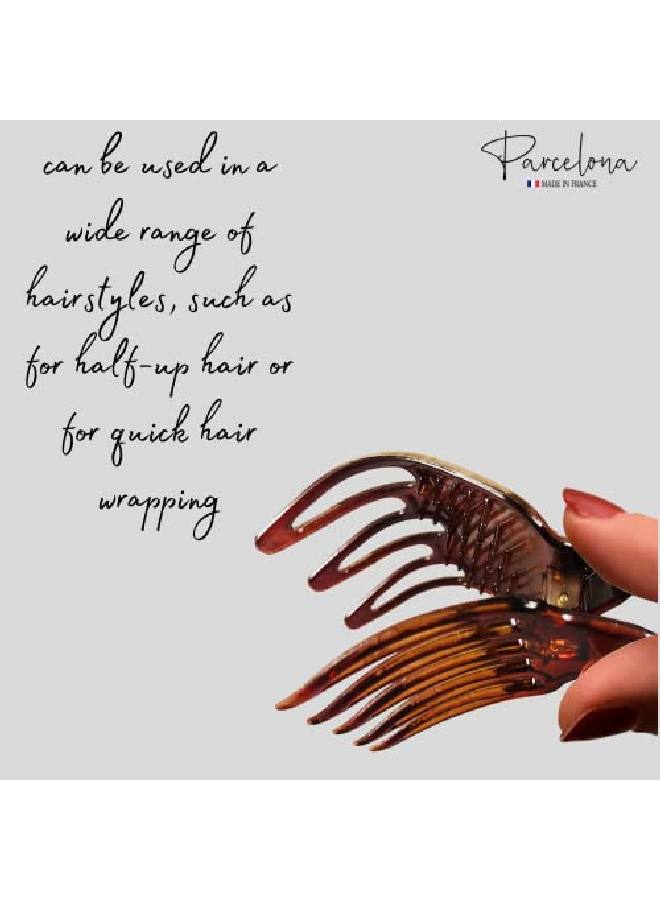 Parcelona French Paw Brown Streaks Wide Side Slide In Jaw Yoga Hair Claw Clip (Brown Streaks) - Image 4