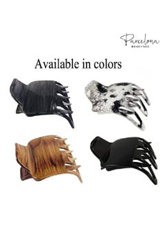 Parcelona French Paw Brown Streaks Wide Side Slide In Jaw Yoga Hair Claw Clip (Brown Streaks)  - Image 3
