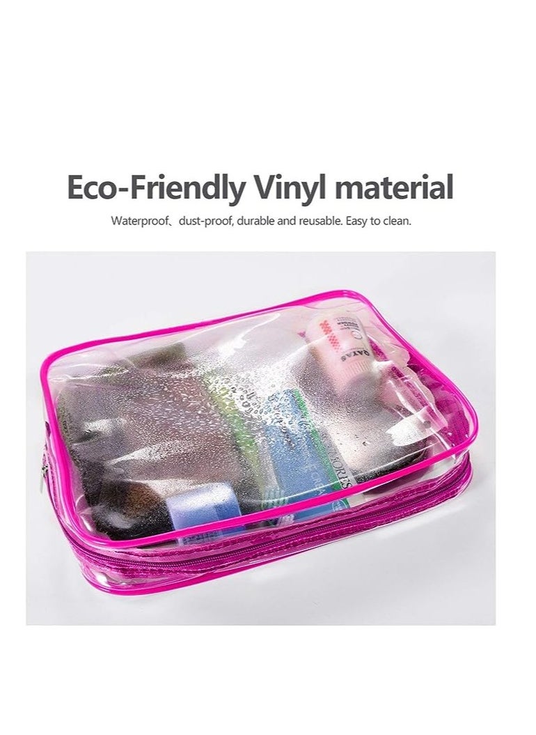 ORiTi ORiTi 3Pcs Clear Cosmetic Bag Air Travel Plastic Toiletry Pouch, Water Resistant Packing Cubes with Zipper Closure and Carrying Handle for Women Baby Men, Make-up Brush Case Beach Pool Spa Gym Bags (P  - Image 4