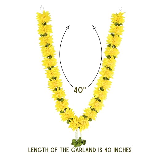 Daedal Crafters Flower Garland for Pooja Mandir Decoration, Hanging Mala for Photo Frame, Decorative Haar Mala for God Idols, Photo Frames of Loved Ones, Ancestors, Pitra & Pooja Room Décor (40 inch) - Image 4