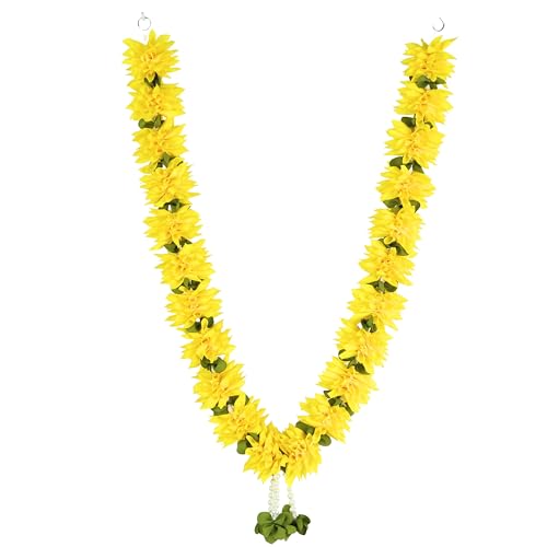 Daedal Crafters Flower Garland for Pooja Mandir Decoration, Hanging Mala for Photo Frame, Decorative Haar Mala for God Idols, Photo Frames of Loved Ones, Ancestors, Pitra & Pooja Room Décor (40 inch) - Image 3