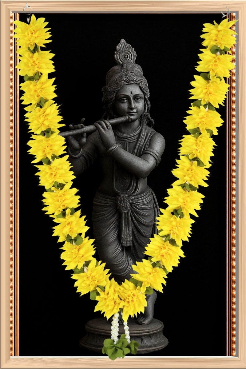 Daedal Crafters Flower Garland for Pooja Mandir Decoration, Hanging Mala for Photo Frame, Decorative Haar Mala for God Idols, Photo Frames of Loved Ones, Ancestors, Pitra & Pooja Room Décor (40 inch) - Image 1