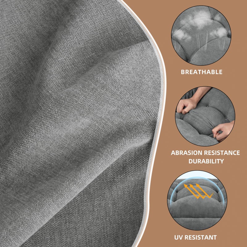 ROFIEJOX Wingback Rocking Chair cushion - Large Adirondack Chair Cushions, High-Density Sponge, Comfort Chenille Indoor Rocker Pads with Ties, 2 Piece Sets- Seat Cushion & Back Cushion, Grey | Standard Size - Image 4