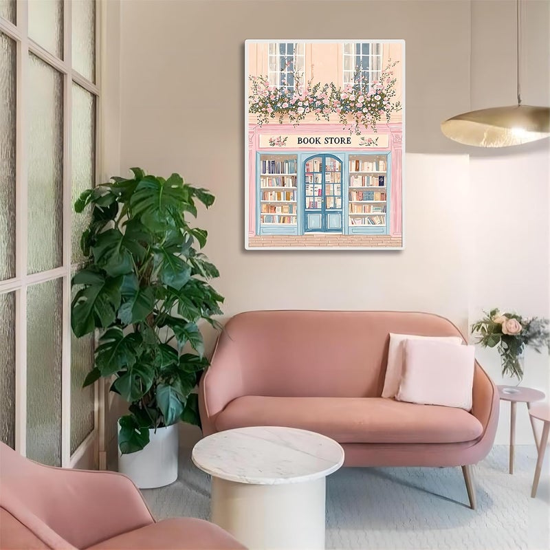 DAZZLEDOTS Diamond Art Kits for Adults, Pink Book Shop Diamond Painting Kits for Adults Beginners, DIY Diamond Dots Bookstore 5D Full Round Drill Gem Art Painting Kits for Home Wall Decor 12x16 inch - Image 2