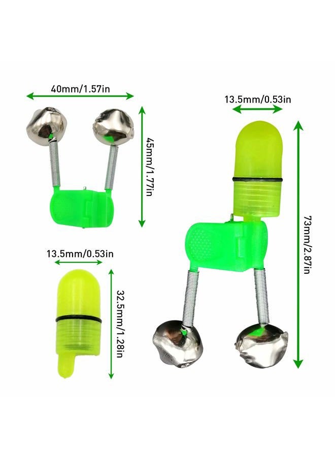 HLOGREE LED Night Fishing Rod Bait Alarm Bell with Dual Ring Bells Fishing Indicator Fish Bait Alarm Portable Fishing Accessories Bait Alarm Bell Rod Clip Tip for Fishing 40Set - Image 5