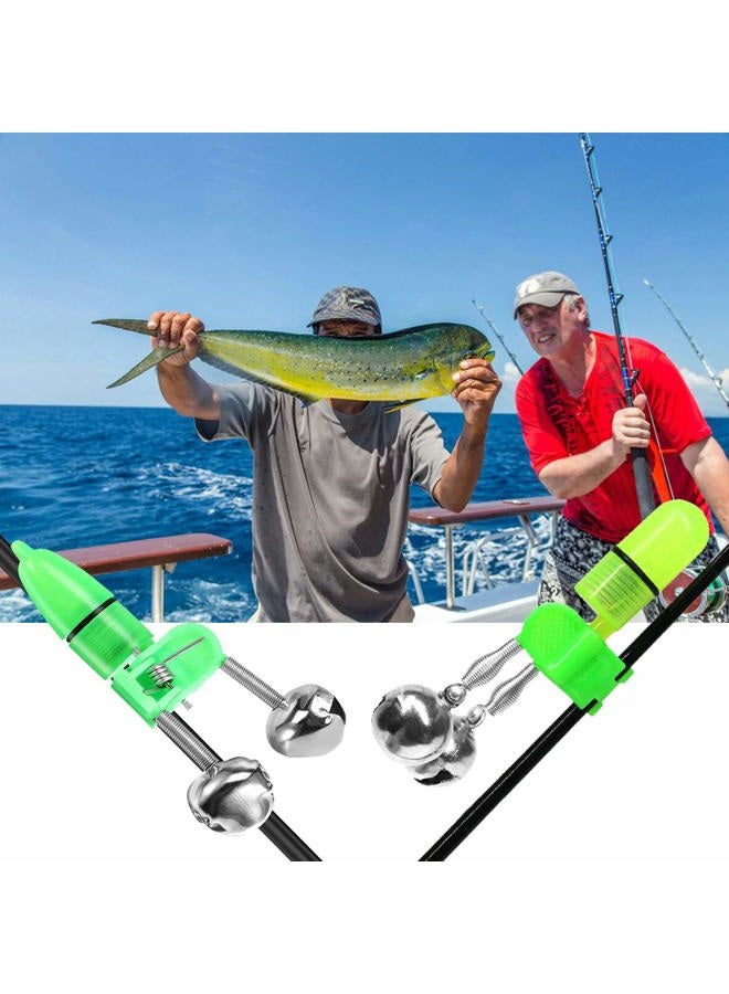 HLOGREE LED Night Fishing Rod Bait Alarm Bell with Dual Ring Bells Fishing Indicator Fish Bait Alarm Portable Fishing Accessories Bait Alarm Bell Rod Clip Tip for Fishing 40Set - Image 2