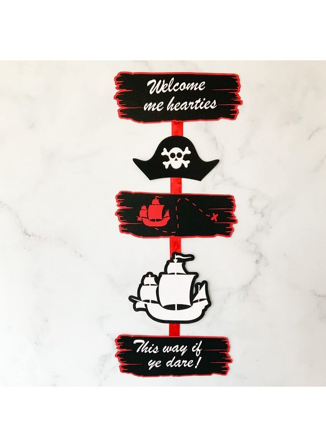 Pinfliers Pinfliers Pirate Theme Paper Entrance Sign, 1 set, Black, White and Red, 26.5 inches long  - Image 3