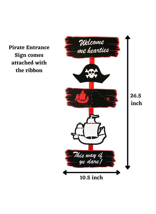 Pinfliers Pinfliers Pirate Theme Paper Entrance Sign, 1 set, Black, White and Red, 26.5 inches long  - Image 2