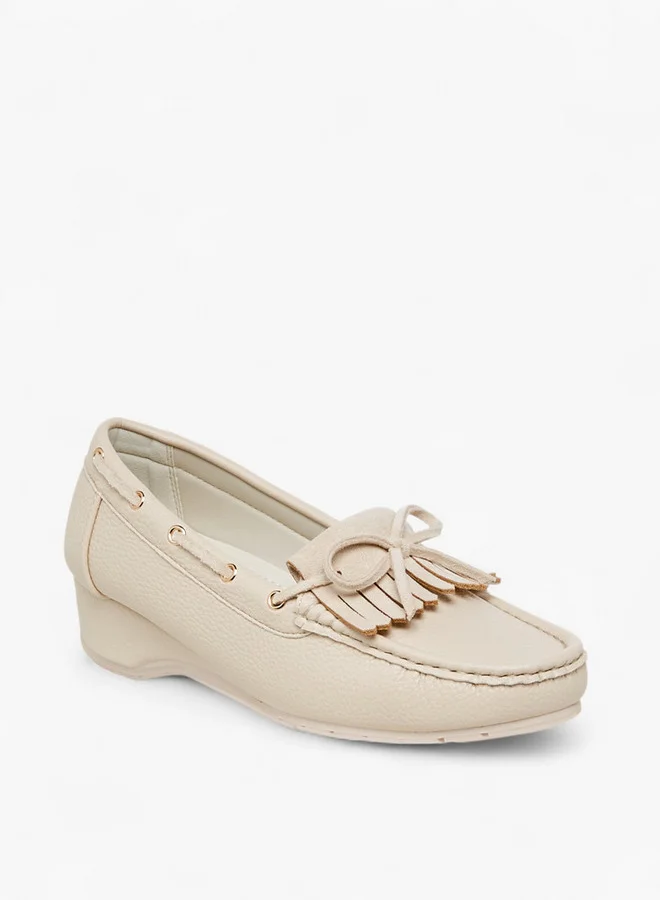 بابريكا Fringe Accent Wedge Heel Loafers
