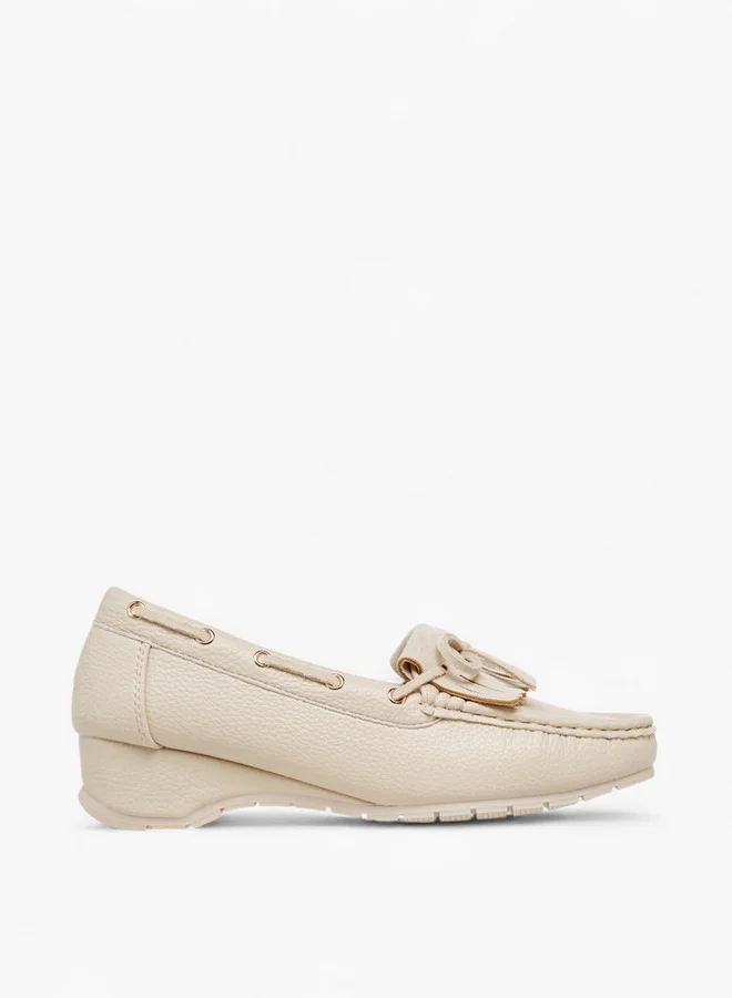 Paprika Fringe Accent Wedge Heel Loafers