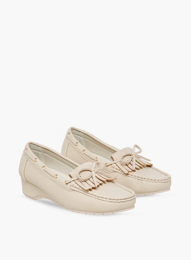 بابريكا Fringe Accent Wedge Heel Loafers