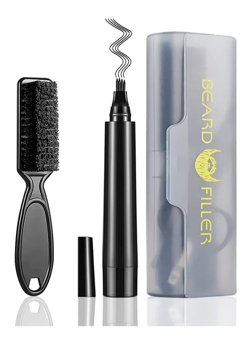 قلم تعبئة اللحية مقاوم للماء، تغطية طويلة الأمد ونهاية طبيعية للحية والشارب والحواجب - Image 1