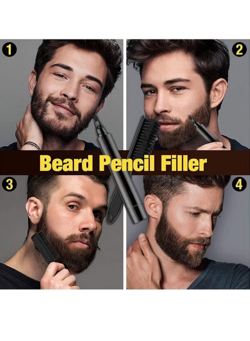 قلم تعبئة اللحية مقاوم للماء، تغطية طويلة الأمد ونهاية طبيعية للحية والشارب والحواجب - Image 2