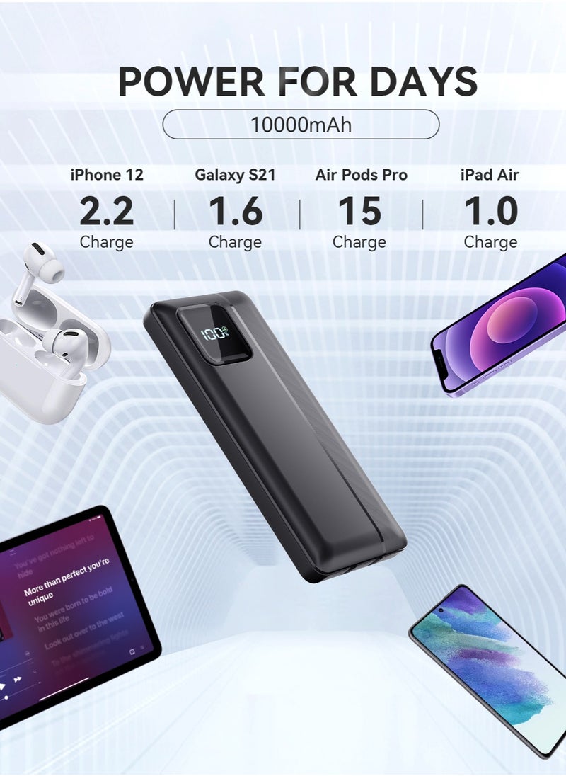 Garlo - Garlo Power Bank Portable Charger 10000mAh 22.5W Fast Charging Mini Powerbank with Built in USB C and IOS Cables, Mobile Phones Battery Pack for iPhone Android iPad Samsung Google Pixel LG - Image 1