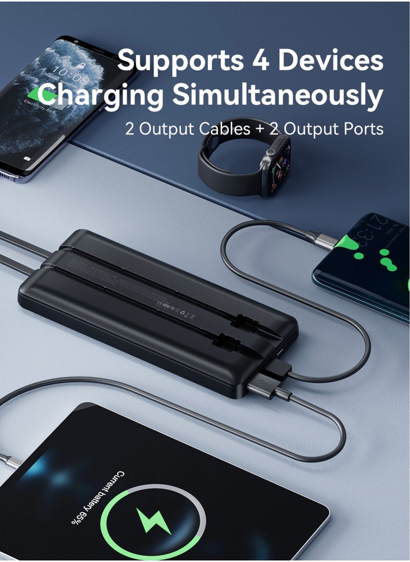 Garlo - Garlo Power Bank Portable Charger 10000mAh 22.5W Fast Charging Mini Powerbank with Built in USB C and IOS Cables, Mobile Phones Battery Pack for iPhone Android iPad Samsung Google Pixel LG - Image 1