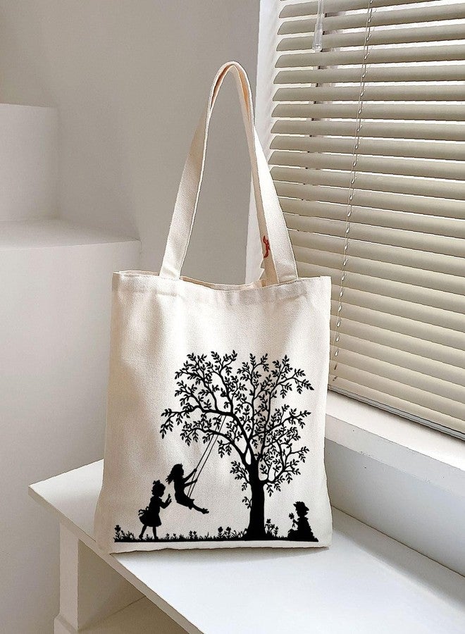 DECOR PRODUCTION Canvas Tote Bag For Women Cute Aesthetic Tote Reusable Grocery Gift Bags For Women Lady Casual Vacation, Shopping, Work, Gym, Travel, Office, College etc_A (Design-02) - Image 4
