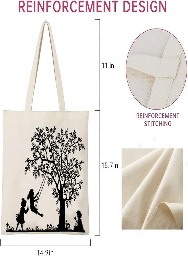 DECOR PRODUCTION Canvas Tote Bag For Women Cute Aesthetic Tote Reusable Grocery Gift Bags For Women Lady Casual Vacation, Shopping, Work, Gym, Travel, Office, College etc_A (Design-02) - Image 5