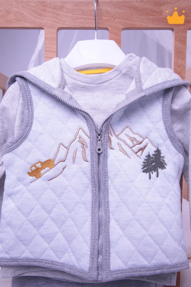 بيبيك Babyhola Fiber Filled 1 Tog Quilted Vest Badi Trousers Baby Boy 3 Piece Set 12610
