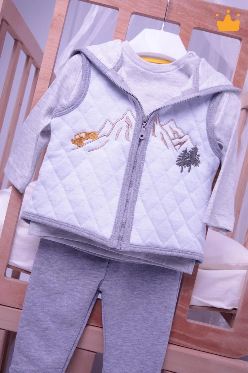 بيبيك Babyhola Fiber Filled 1 Tog Quilted Vest Badi Trousers Baby Boy 3 Piece Set 12610