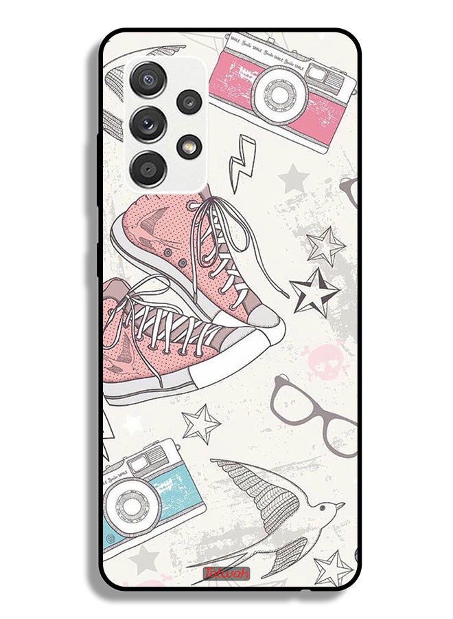 Tolwak Samsung Galaxy M32 5G Protective Case Cover Canva Shoes And Camera Art - Image 1