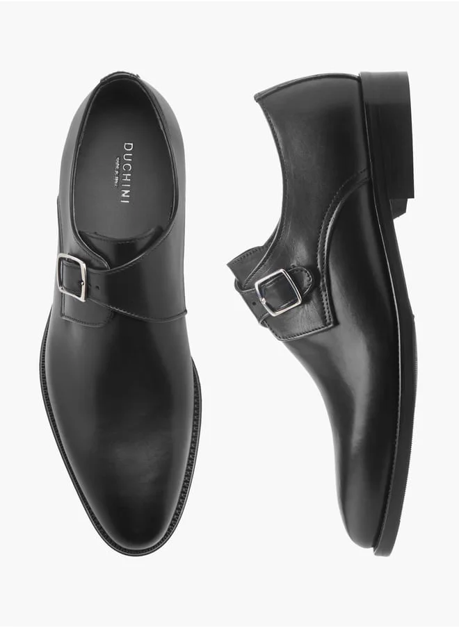 DUCHINI Men's Solid Slip-On Monk Shoes