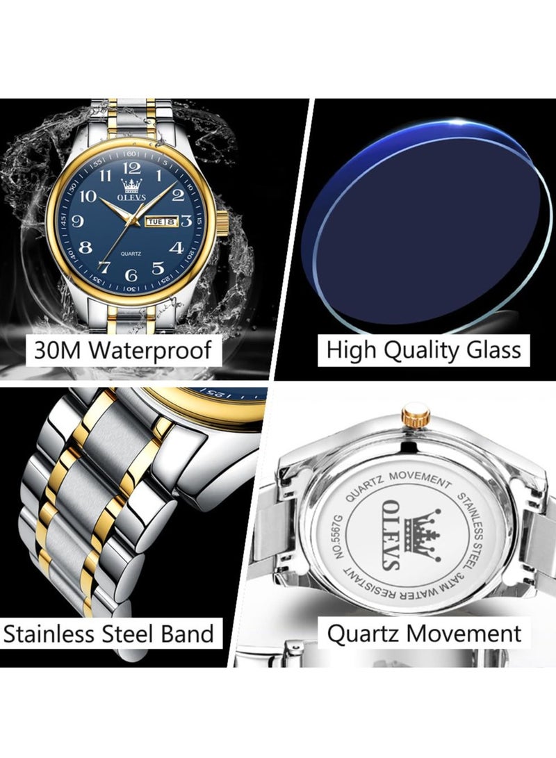 OLEVS Men's Waterproof Stainless Steel Analog Quartz Watch5567 - Image 5