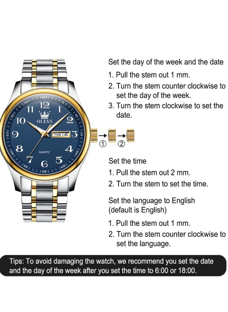 OLEVS Men's Waterproof Stainless Steel Analog Quartz Watch5567 - Image 4