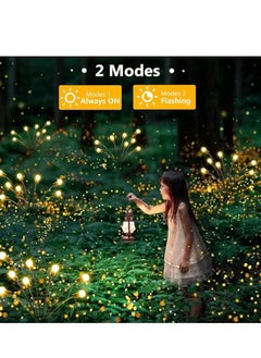 Beauenty 2 Pack Solar Garden Lights for Outdoor, Upgraded 10 LED Firefly Solar Swaying Lights, Sway by Wind, Waterproof Outdoor Lights Solar Powered for Yard Patio Pathway Decoration (Warm White)  - Image 2