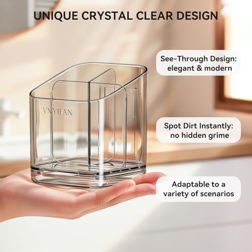 VNYIFAN Toothbrush Holders for Bathrooms, 3 Slots Detachable Toothbrush Holder Wall Mounted with Divider, Removable Electric Tooth Brush and Toothpaste Holder Organizer for Bathroom Countertop/Kitchen/Office - Image 2