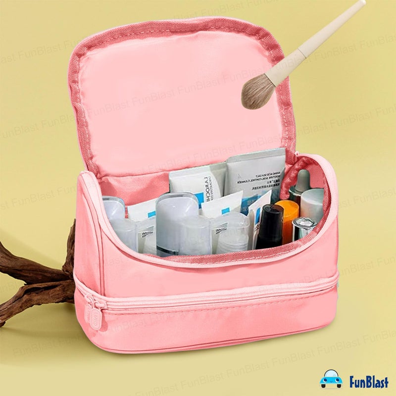 FunBlast Toiletry Bag for Travel Mini Size Toiletry Organizer Pouch Travel Accessories Kit Pouch for Men  Women Travel Pouch for Toiletries Shaving Kit Cosmetics  Travel Accessories Pink - Image 2