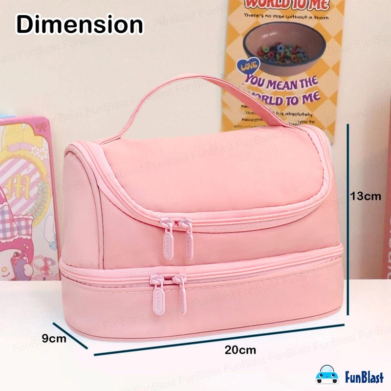 FunBlast Toiletry Bag for Travel Mini Size Toiletry Organizer Pouch Travel Accessories Kit Pouch for Men  Women Travel Pouch for Toiletries Shaving Kit Cosmetics  Travel Accessories Pink - Image 3