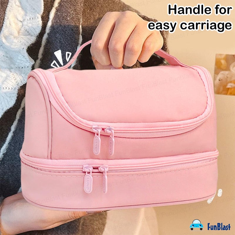 FunBlast Toiletry Bag for Travel Mini Size Toiletry Organizer Pouch Travel Accessories Kit Pouch for Men  Women Travel Pouch for Toiletries Shaving Kit Cosmetics  Travel Accessories Pink - Image 4