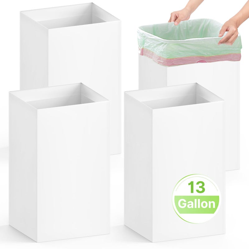 Magicheap 4 Pack Extra Large Disposable Trash Cans Reusable Portable Garbage Can 13 Gallon 216 H x 135 W x 10 D Extra Thick Recycled Cardboard Portable Garbage Can and Recycling BinsWhite
