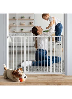 Generic ECHOSOLAR Ciays Baby Gate 29.5” to 41.3”, 30-in Height Extra Wide Dog Gate for Stairs, Doorways and House, Auto-Close Safety Metal Pet Gate for Dogs with Alarm, Pressure Mounted,White White 