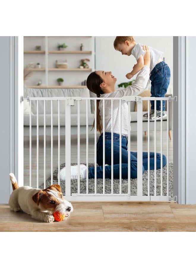 Generic ECHOSOLAR Ciays Baby Gate 29.5” to 41.3”, 30-in Height Extra Wide Dog Gate for Stairs, Doorways and House, Auto-Close Safety Metal Pet Gate for Dogs with Alarm, Pressure Mounted,White White 
