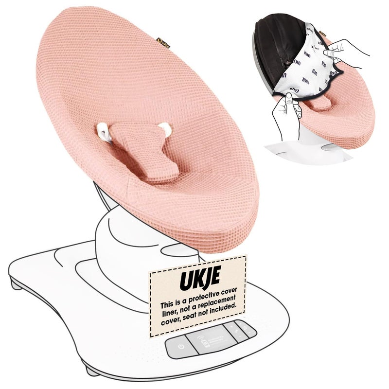 UKJE Liner Baby Rocker Cover Compatible with 4moms mamaRoo 4 Old Model Before 2022 100 OekoTex Cotton mamaroo Swing Cover Replacement Baby Swing Cover Made in EU Pink - Image 2
