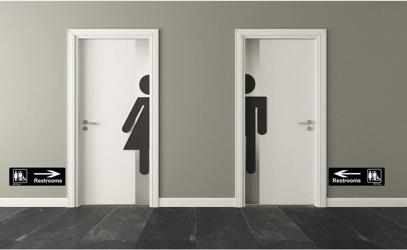 تشينكو لافتة حمام من تشينكو مكونة من 4 قطع للشركات، مقاس 9 × 3 بوصة، أكريليك، لافتات حائط للحمام للرجال والنساء وذوي الاحتياجات الخاصة، لافتات باب الحمام، لافتة مرحاض مع سهم، لوازم المنزل والشركات - Image 5