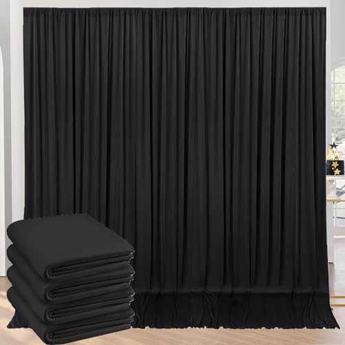 NSSONBEN 20ft x 10ft Wrinkle Free Black Backdrop Curtains for Parties, 4 Panels 5x10ft Silky Polyester Black Photo Backdrop Drapes for Wedding Graduation Birthday Party Photography Background - Image 1