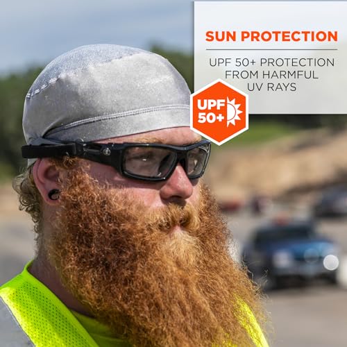 Ergodyne Chill Its 6632 Cooling Skull Cap, Sweat Wicking Liner, UPF 50 Sun Protection Gray - Image 5
