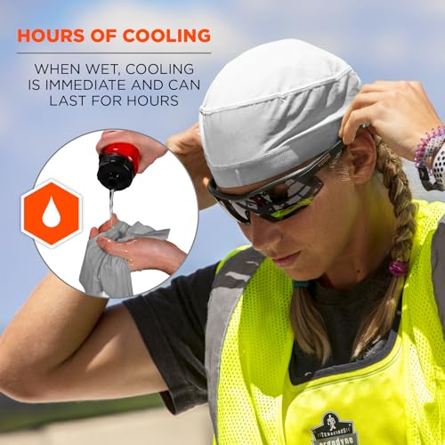Ergodyne Chill Its 6632 Cooling Skull Cap, Sweat Wicking Liner, UPF 50 Sun Protection Gray - Image 3